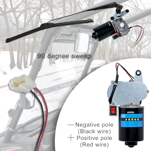 Wadoy Utv Windshield Wiper Kit 12V Compatible With Polaris Ranger Rzr 800/900 / 1000, Electric 90 Degree Windshield Wiper Motor & Universal Utv Windshield Wiper Kit 16 Inch Wiper Blade thumb #4