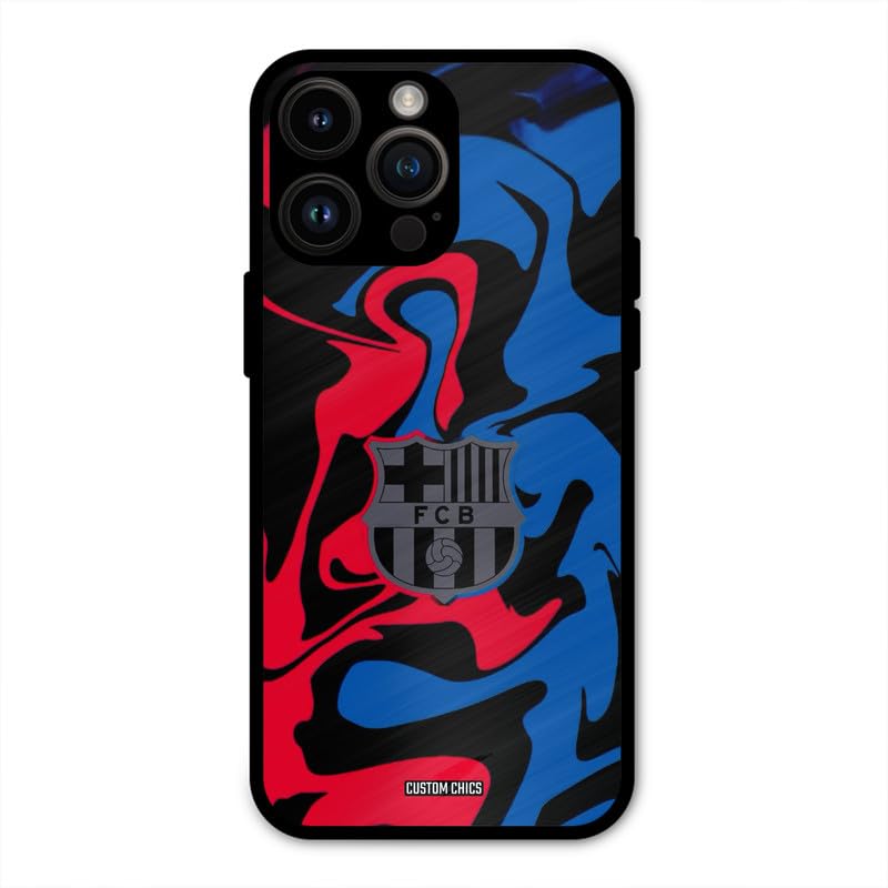 Image of PrintShield FC Barcelona Comic Back Cover for iPhone 14 Pro max, Shockproof Printed Phone Case with Soft TPU Sides & Anti-Slip Grip
