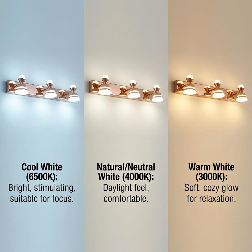 Proudome Rose Gold Up & Down Picture Light, LED Vanity Wall Light for Bathroom Mirror & Dressing Table, Modern Decorative Wall Mounted Light for Makeup Area & Indoor Lighting 2