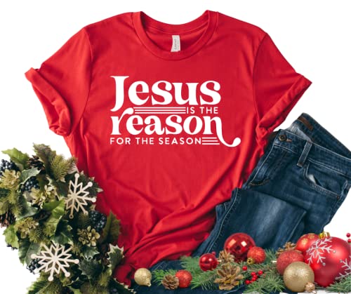 Jesus Is The Reason For The Season Shirt, Christmas Shirts for Women Plus Size, Faith Based Christmas Tshirt, Stocking Stuffers Christian Gifts,
