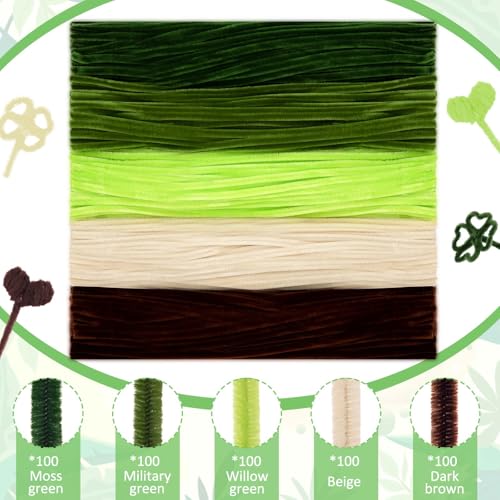 Image of Peryiter 500pcs Pipe Cleaner Craft Pack, Tropical Plants, 12 Inch
