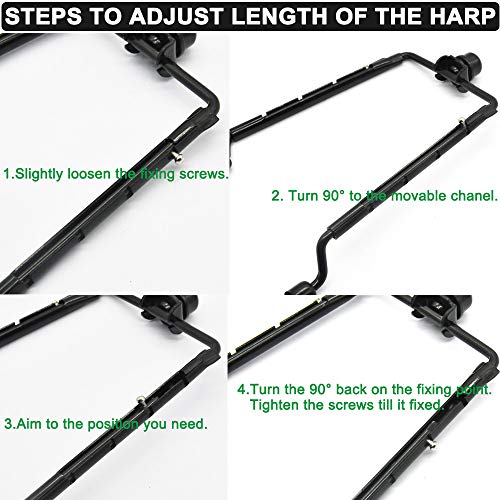 7 8 9 10 inch Lamp Shade Harp Holder,Adjustable Lamp Harp Kit,Fit both Standard Lamp Rod and E26 Light Base UNO Fitter Adapter,with 2 Shade Attaching Finial Top,Black Horn Frame Lampshade Bracket - Thumbnail 2