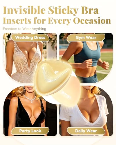 Image of Double Sided Sticky Bra Lift, Strapless Sticky Bra Push up Push up for Backless Dress, Swimsuit, Invisible Reusable Bra