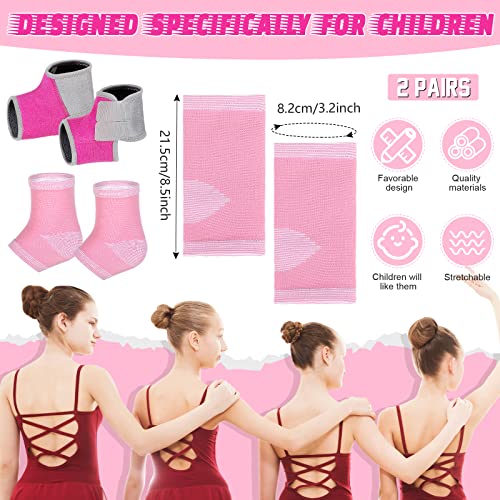 Image of Tarpop 2 Pairs Kids Ankle Brace Set Foot Support Stabilizer Wraps Protector Guard Knitted Ankle Sleeve Sock Support Compression Socks for Injury Prevention(Pink,Medium)