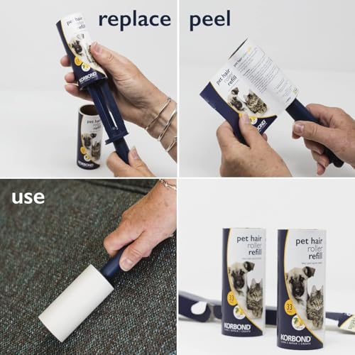 KORBOND Pet Lint Roller & Lint Refill Rolls Set, 429 Sheets, Printed Pet Roller (33) plus 12 Refill Rolls (396) - Image 4