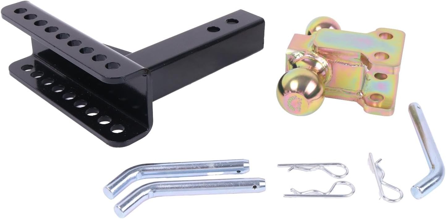 HOLDWELL Adjustable Trailer Hitch Ball Mounts with Dual Ball 45900 2-Inch Receiver 6-Inch Drop 5-1/4-Inch Rise Compatible with Curt 14000 LBS