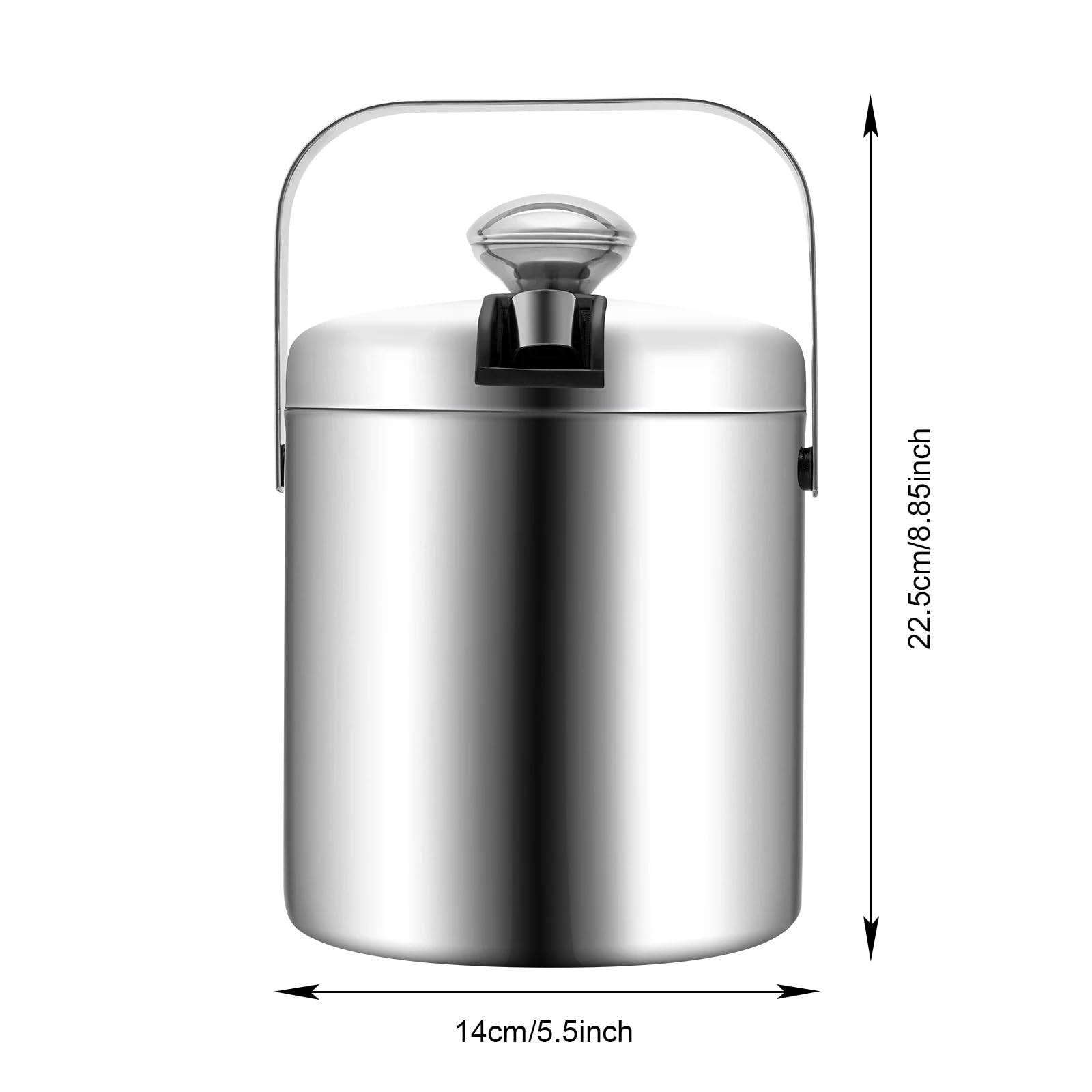 Kit de Cubo de Hielo Aislado de Acero Inoxidable de Doble Capa 304 de 1,3 l con Cubo, Tapa, Filtro y Clip per Casa, Bar