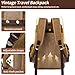 Yamons Vintage Leather Canvas Backpack, Waxed Canvas Shoulder Rucksack for Travel Laptop Bag for Business Travel Backpack With Toiletry Bag(Khaki)