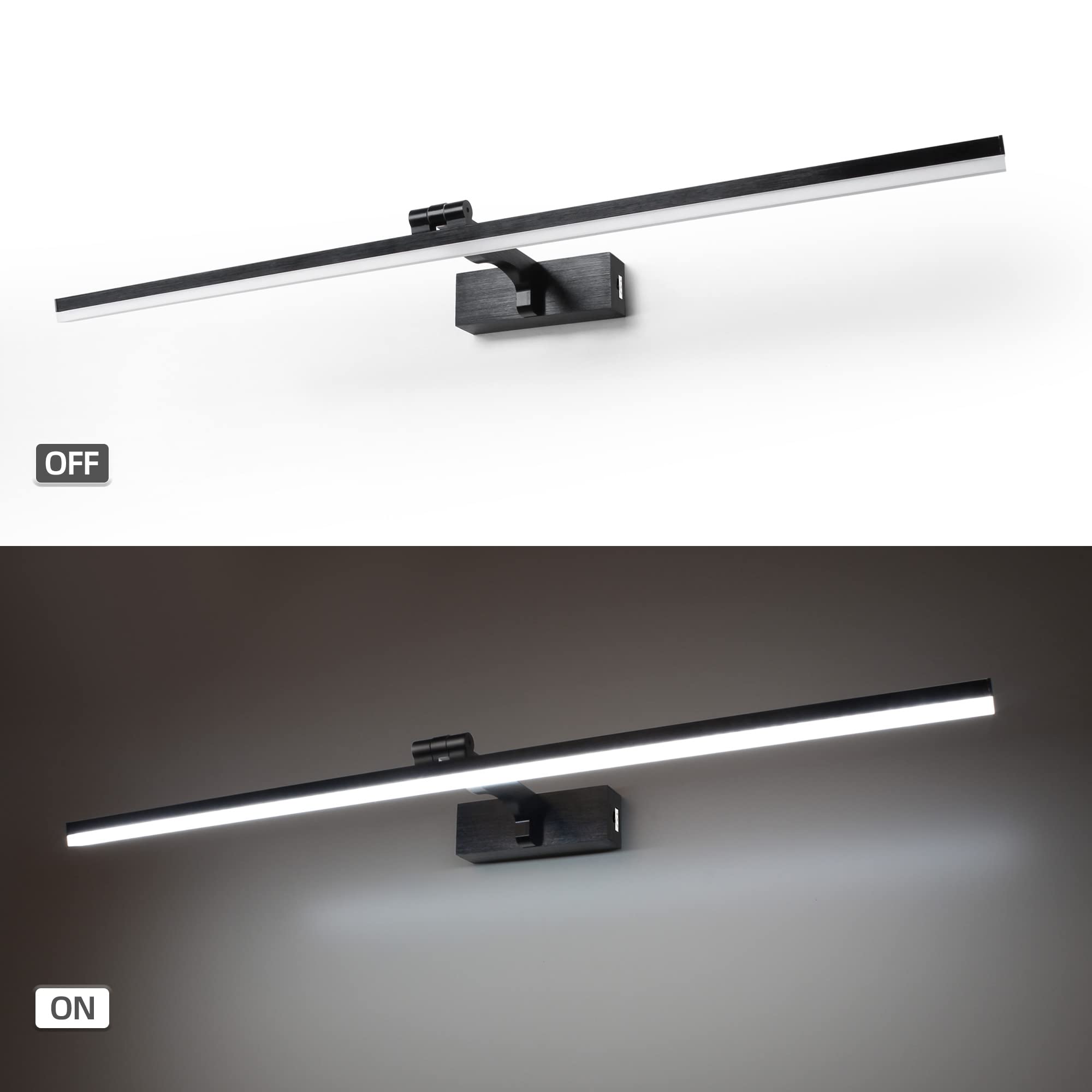 MantoLite Einstellbare Farbtemperatur Bild Wandleuchten, 16W 80CM Schwarz Waschtisch Badezimmer Verstellbarer Wandleuchter Beleuchtung Fixture Nachttisch Kosmetikspiegel Licht 3000K/4500K/6000K
