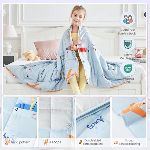 HOSUKKO Weighted Blanket - 5 lbs Cooling Blue Airplane Heavy Blanket - Small Size Breathable Blanket for Hot Sleepers(36 * 48 inches, 5 lbs) - Image 6