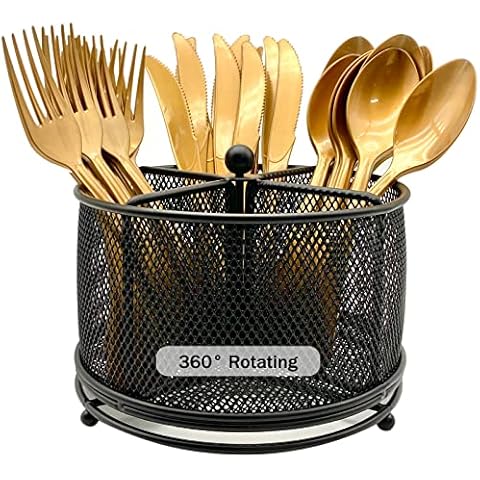 DysanVica 360° drehbarer Metall-Utensilienbehälter - 4 Fächer Cover