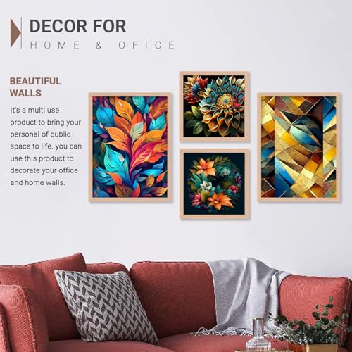 Image of kotart Aesthetic Modern Wall Decor Paintings with Frame for Home Decoration - Painting for Living Room Bedroom - Painting for Wall Decoration Set of 4 (Art 6, Big (13x17 or 13x13 inch))