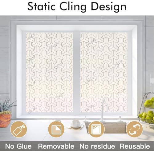 Image of CREON Frosted Glass Window Privacy Film - UV Sun Blocking Heat Control, Static Cling Removable & Reusable for Home, Bathroom, and Office (24 X 48 Inch)