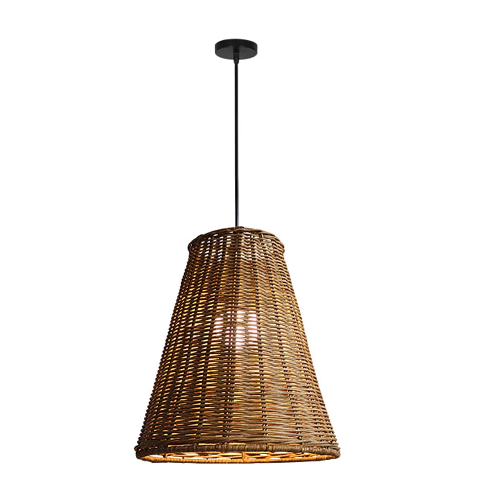 Wiklinowa Lampa Wisząca E27 Lampy Wiszące Rattanowa Lampa Wisząca Wiklinowy Tkany Kosz Abażur, Farmhouse Industrial Boho Sufitowa Oprawa Oświetleniowa Do Salonu Wyspa Kuchenna CJSLXGBL