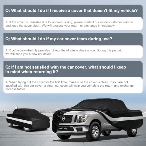 Image of 10 Layers Truck Cover Waterproof All Weather Custom Fit Nissan Titan(2015-2026) Crew Cab Short Bed, Outdoor Full Exterior Pickup Car Cover for Automobiles Sun Rain Snow Ice Protection. Black