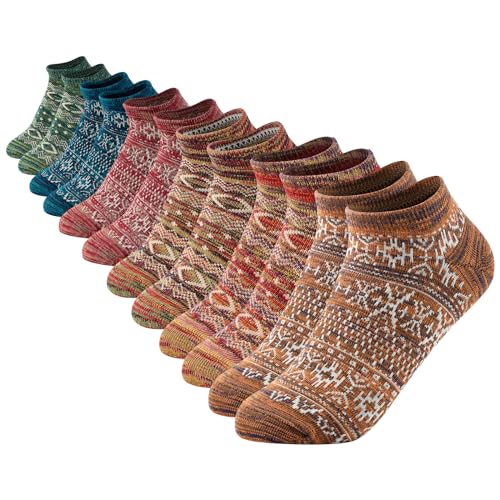 Image of HHX YONLEE Ankle Socks Striped patterned Casual Socks 8 /10 Pairs Gift Box