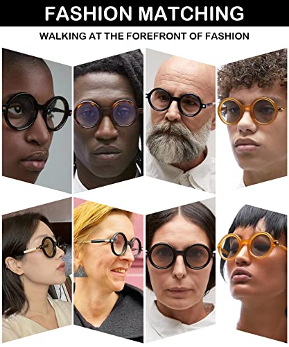 Image of HYLLE Retro Flip-Up Round Goggles Seampunk Sunglasses for Men Women 90s Style
