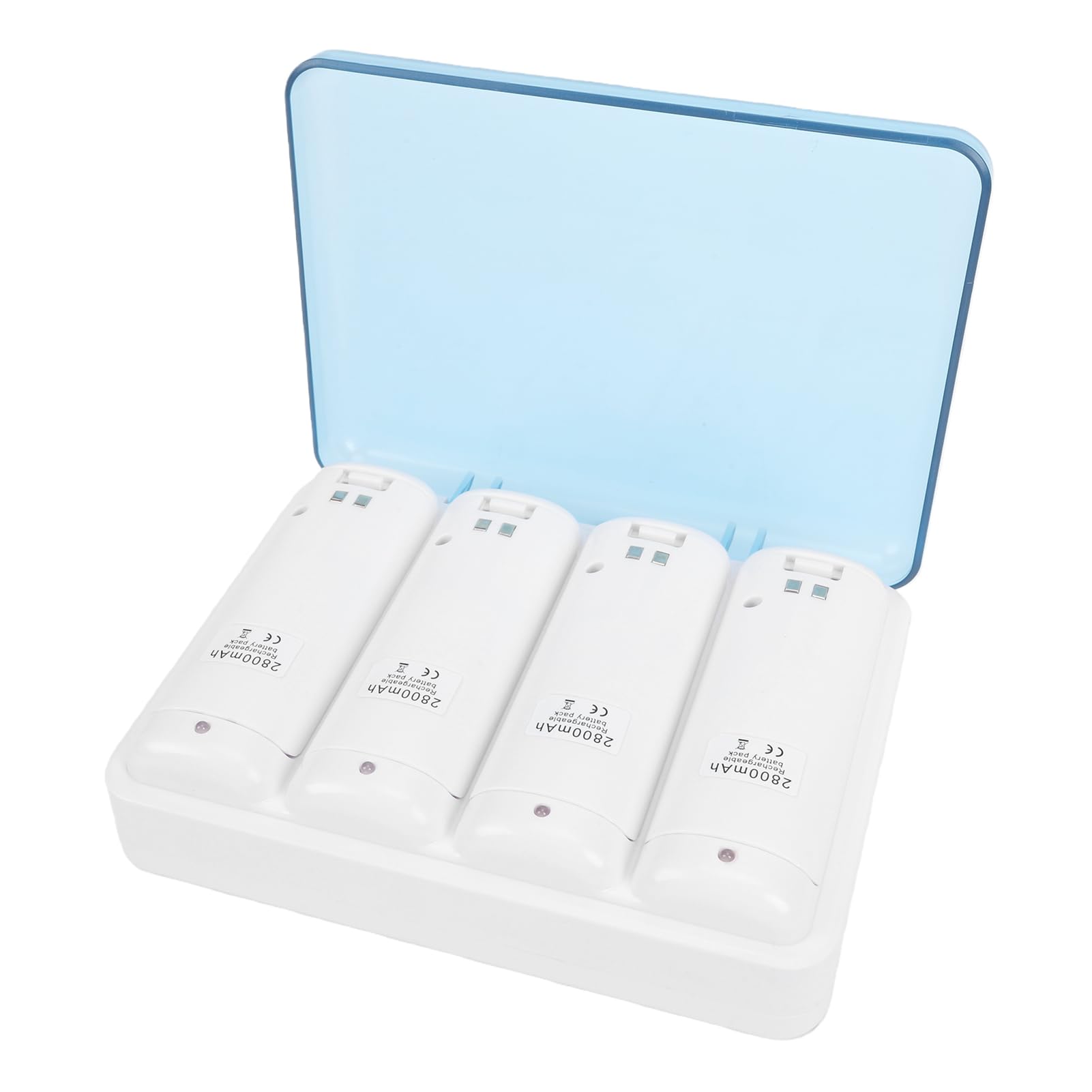 Station de Charge à Distance pour Batteries, Chargeur 4 en 1 avec 4 Batteries NiMH Rechargeables de 2800 MAh, pour Manettes (White)