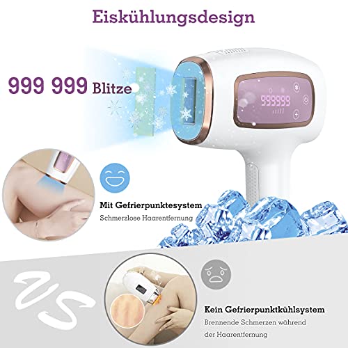 IPL Geräte Haarentfernung Laser Eiskühlsystem, 999.999 Blitze IPL Haarentfernungsgerät für Männer und Frauen, Laser Haarentfernung für Körper und Gesicht, Präzisionsaufsatz, Empfindlichere Bereiche - Image 3