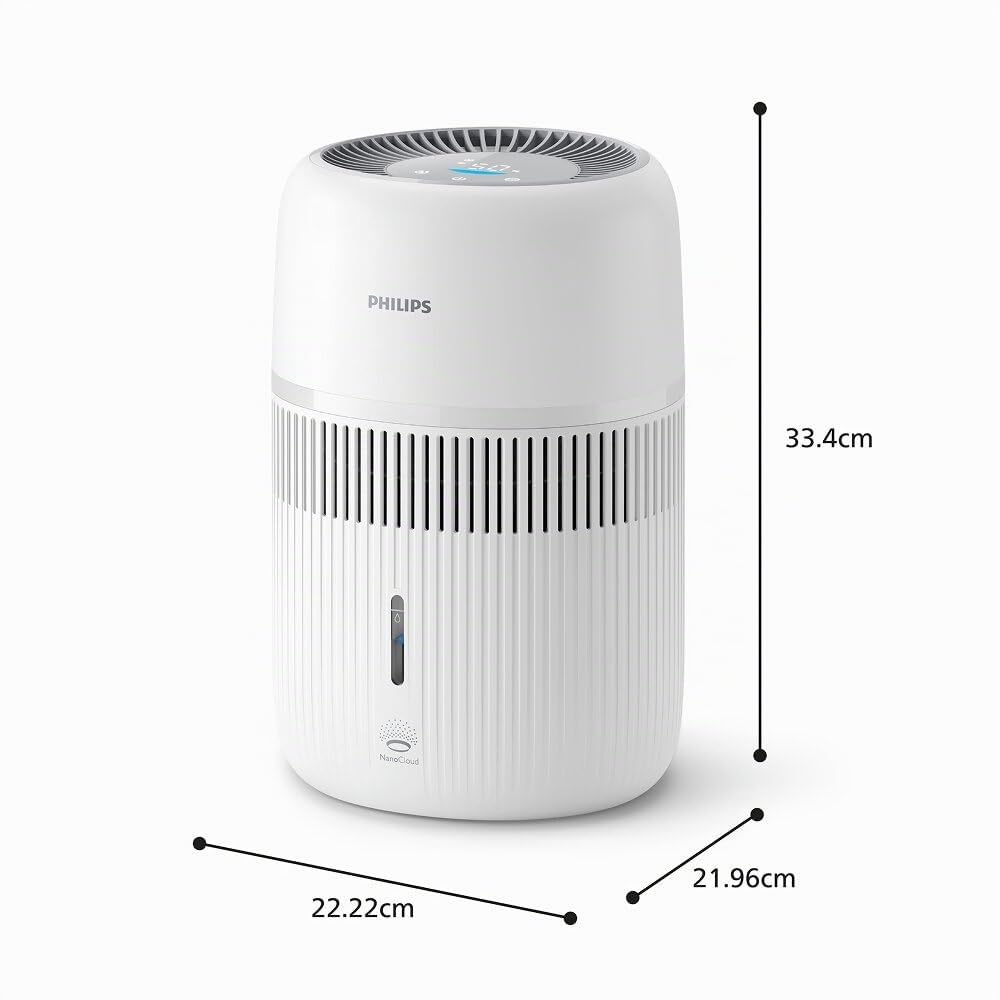 Philips Umidificatore Evaporativo Serie 4000, Umidificazione Igienica, 99,97% di Batteri in Meno, Serbatoio da 3,5 L, 275 ml/h, Stanze fino a 41 m², Bianco (HU4209/00)