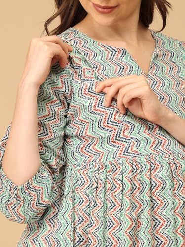 Image of The Mom Store Maternity and Nursing Dress | Pre and Post Pregnancy Dress for Womens | Zipper /Button Opening | Causal Wear | Trendy Stylish Causal Dresses for New Moms