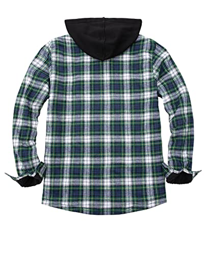 Image of ZENTHACE Men's Sherpa Lined Full Zip Hooded Plaid Shirt Jacket