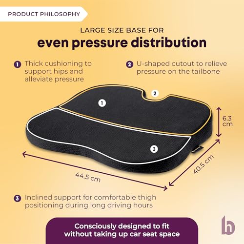 Image of betterhood PosturePro Premium Car Seat Cushions Combo (Black)| Lumbar Support, Neck Rest, Seat Cushion for Driving Seat | Memory Foam, Cotton Cover | Ergonomic Car Cushions Pillows