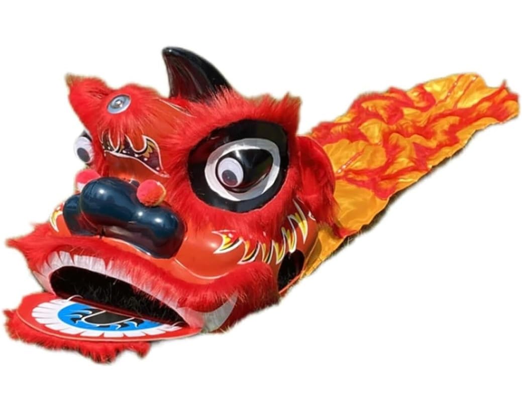 Drago Cinese per Feste Costume da Mascotte di Danza del Leone 9 Pollici Unico Tradizionale Testa Sport all'Aria Aperta Feste Cinesi in Italia(Rot)