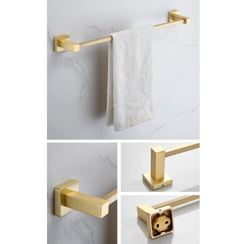 Este toallero y rieles de latón, un Elegante Conjunto de Almacenamiento para baño con Barra para Toallas, Soporte para escobilla de Inodoro y Papel higiénico, es Ideal para baños Modernos y