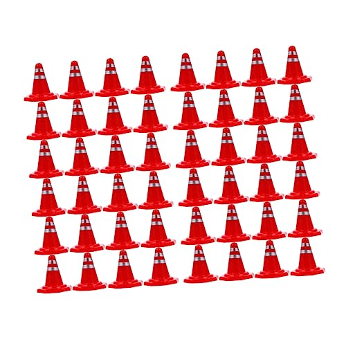 BELLIFFY 60pcs Roadblock Sign Traffic Scene Props Traffic Light Toy Traffic Safety Cone Toy Road Cones Roadblock Toy Safety Cones Sports Activity Cones Road Cone Cakes Toppers Plastic
