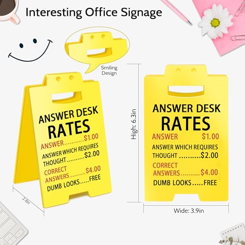 Funny Office Cubicle Decor Answer Desk Rates Desk Sign Team Office Gag Gifts for Coworker Teammate Employee Boss Manager Supervisor