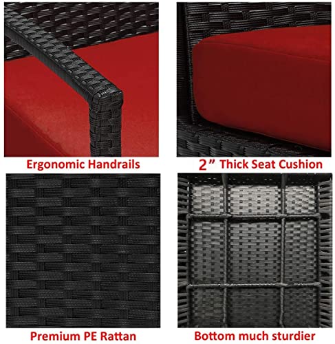 Prohiker 3 Pcs Patio Rattan Conversation Chair Set, 3 Pcs Patio Wicker Rattan Furniture Set, Patio Wicker Rattan Table Patio Furniture Set Balcony Furniture Deck Backyard #TOP3