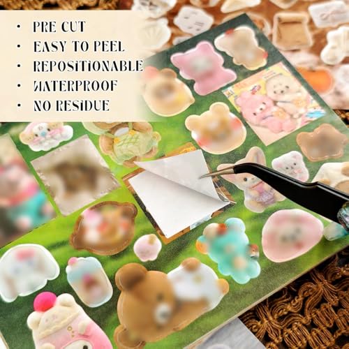 Image of Japanese Kawaii Sticker Book, 30 Sheets, 800 Pieces, INS Style Cute Cartoon Animals, Waterproof for Journaling, Scrapbooking, Planners (Pink)