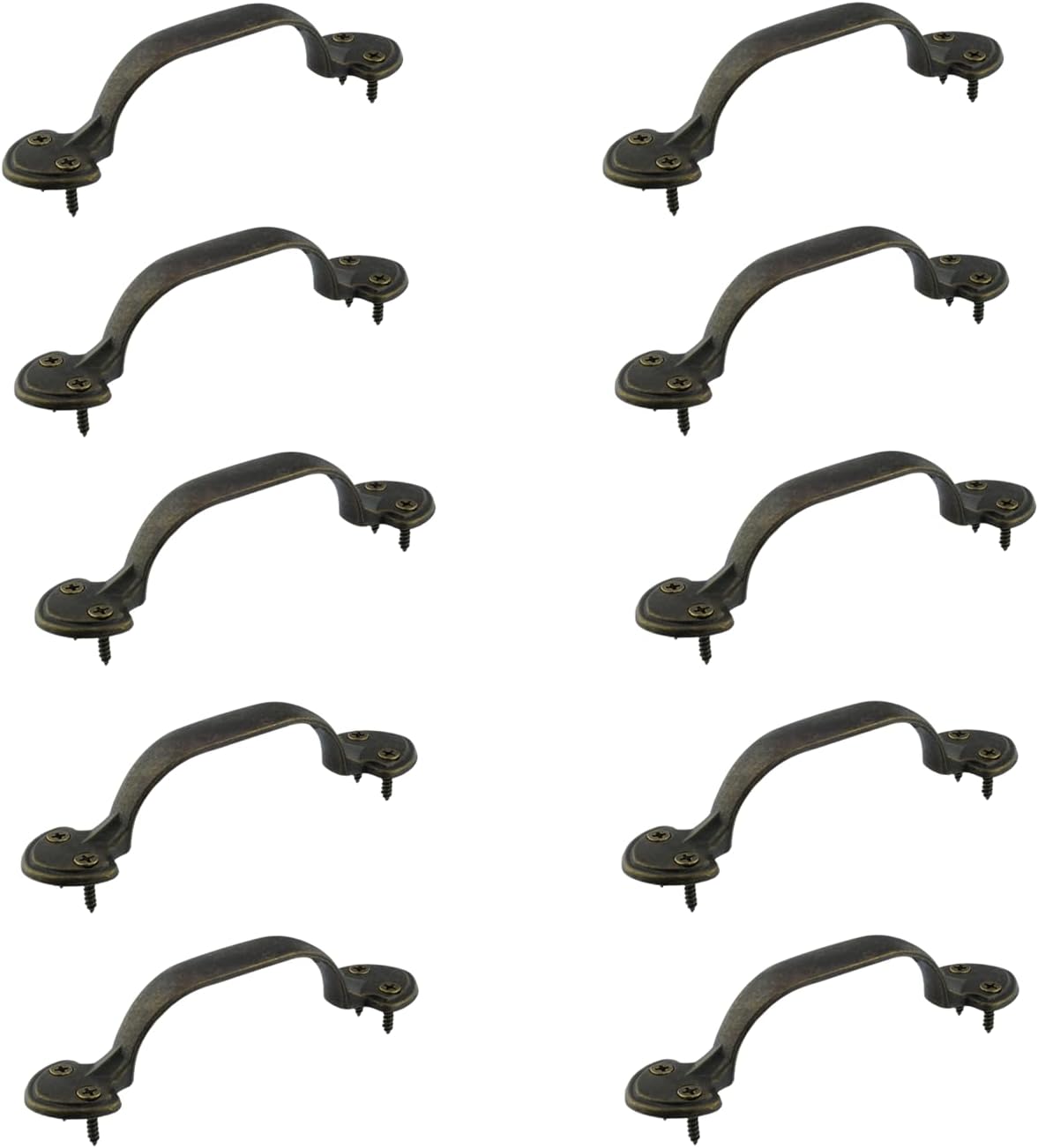 dophee 10Pcs Vintage Style Cabinet Pulls, Antique Bronze Drawer Handles Knobs for Dresser Jewelry Box Closet Wardrobe Cupboard Furniture Hardware with Screws, 114x24mm/4.49"x0.94"