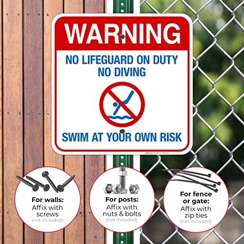 Señal No Lifeguard On Duty No Diving 18x18 in miniatura 4
