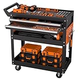 ガービー（Garvee）ツールワゴン 5段工具カット 有孔ボード付き 2段引き出し 高耐荷重181KG ブレーキ付き自在キャスター ハンドル付 多段収納 ツール収納 運搬 作業 ガレージ 車庫