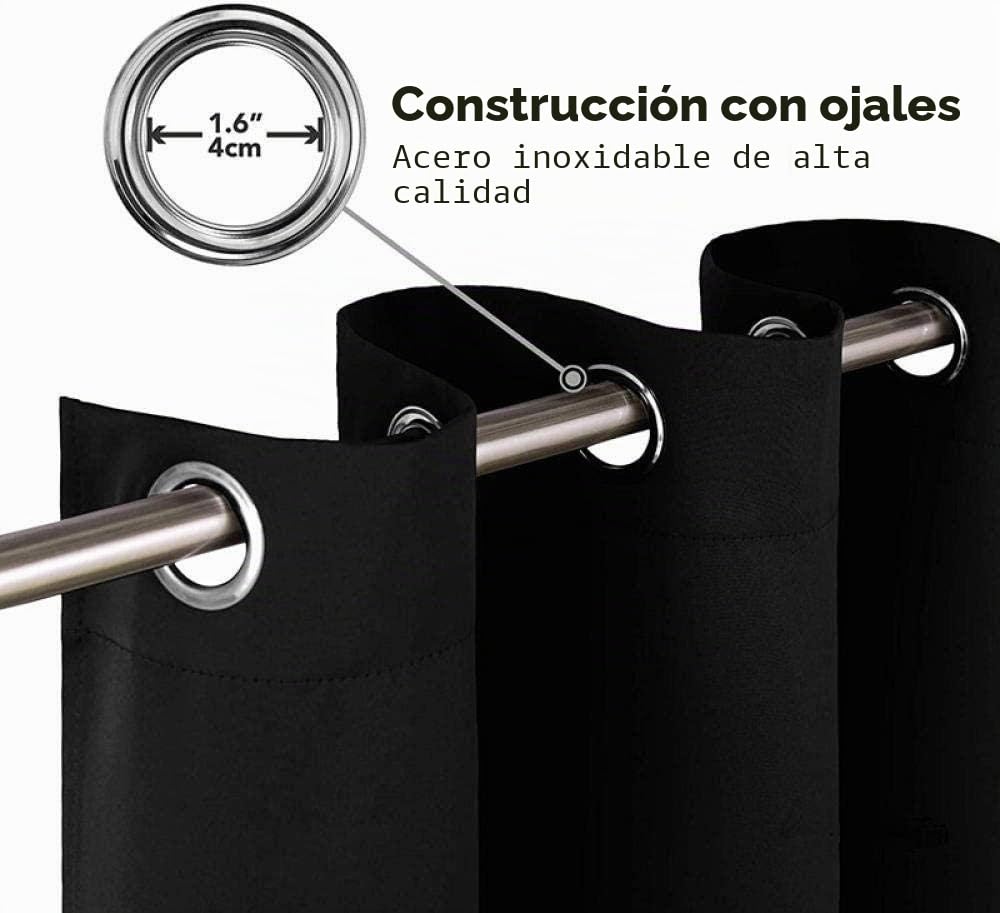 Cortinas Opacas Salon Cortina Aislantes Ojete 2-Piezas Buda 280(w) x250(h) cm Poliéster Reducción de Ruido Negro Gris Blanco Moderno Dormitorio Decoración Cortina