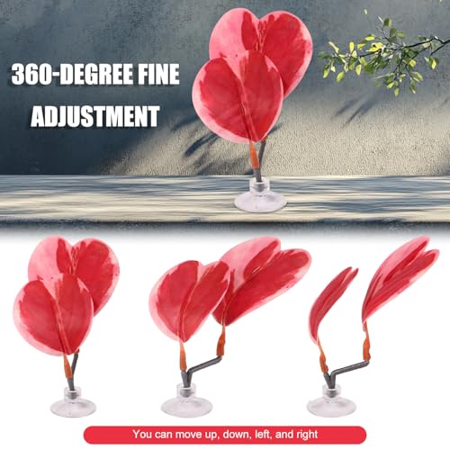 Image of 4pcs Betta Leaf Hammock, 4 Styles Adjustable Plastic Betta Bed Resting Spot Small Fish Tank Decor Decoration Accessories with Suction Cup & Bracket for Aquarium Four-Eyed Silk Fish Guppy to Rest (Red)