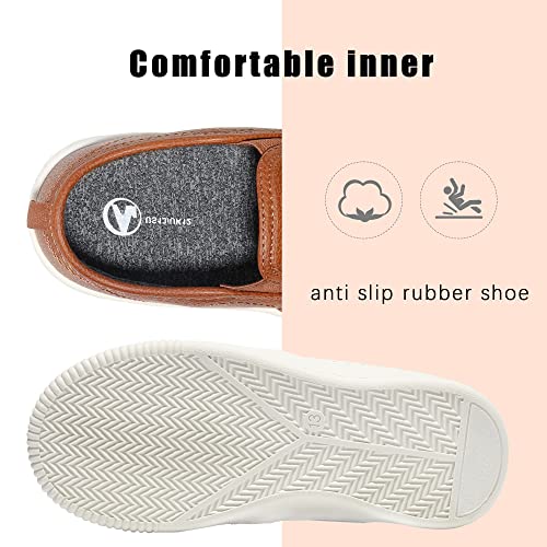 HOMEHOT Boys Slip on Sneakers Casual Dress Shoes Faux Leather Loafers (Toddler,Big Kids, Little Kids)2