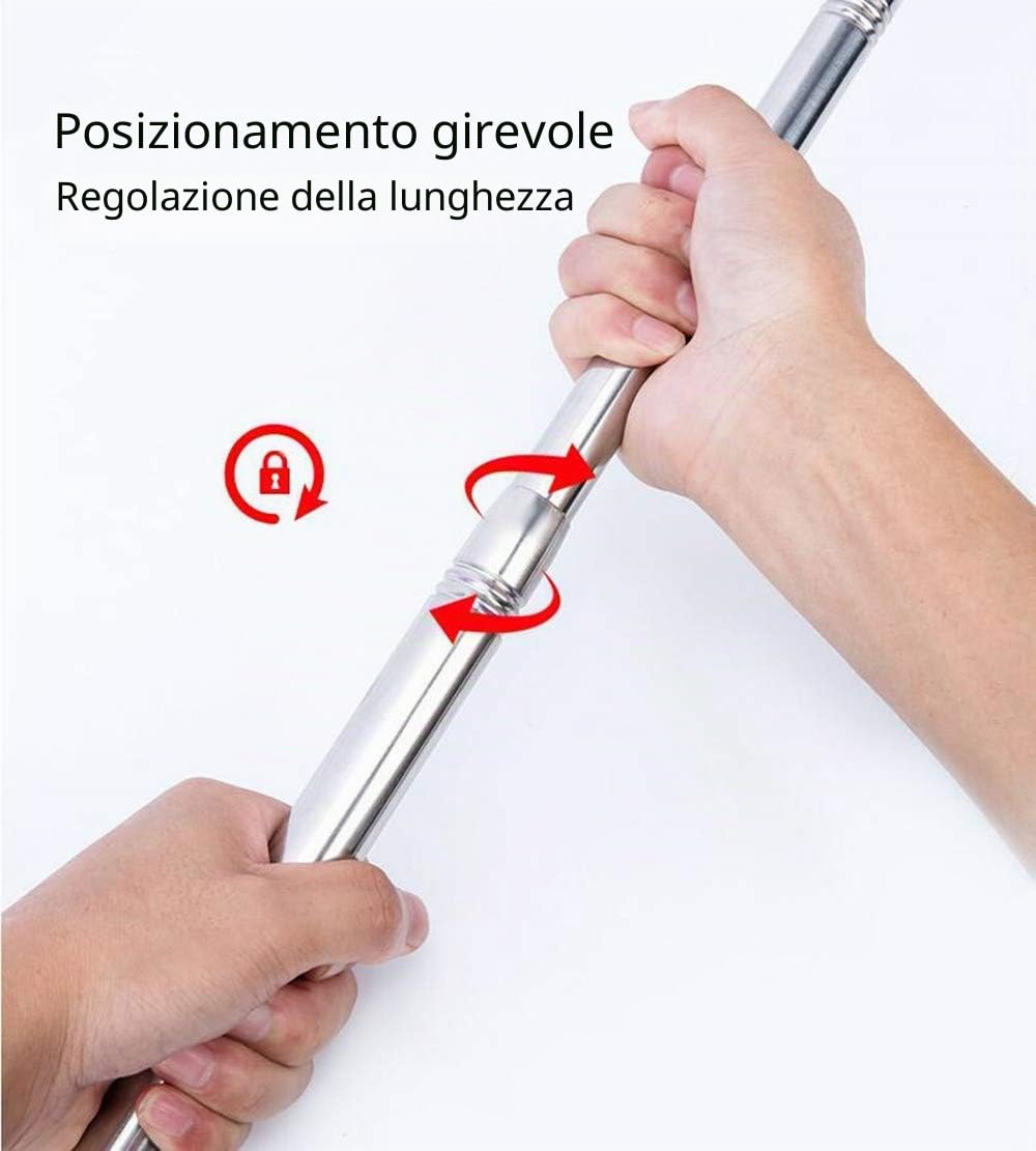 Retino da pesca telescopica da 180 cm, per pesca alla carpa, alla trota, in acciaio inox, con manico lungo, per laghetti