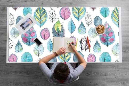 Sous-main de bureau motif feuilles colorées pour décorer votre espace de travail à la maison
