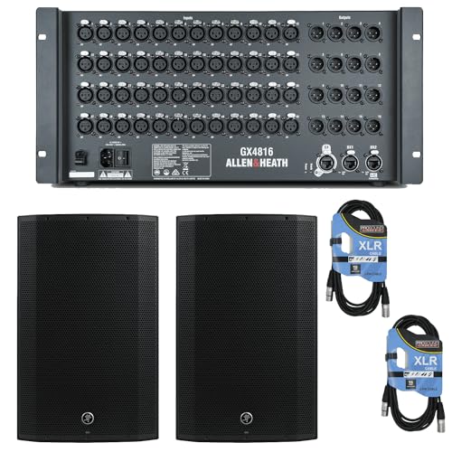 Allen & Heath GX4816 48×16 XLR In/Out Portable GX Expander with DX Sockets + Mackie Thump 15A, Active Portable PA Speakers (Pair) and Cables