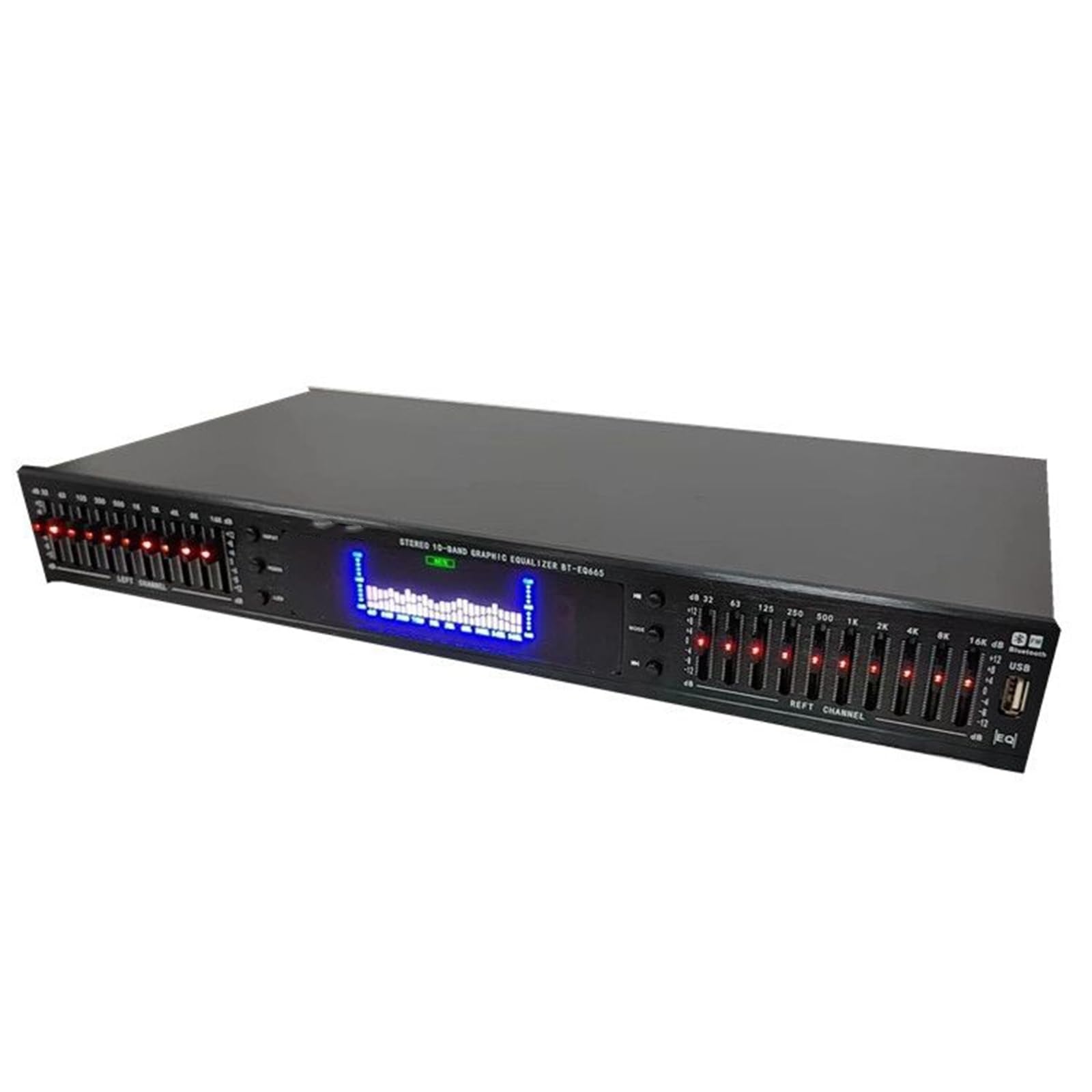 Ecualizador De Audio HiFi De 20 Bandas, Ecualizador Profesional con Efectos Gráficos Digitales, con USB Y Control Remoto Integrados, Pantalla LED De Espectro, para Estudio De Grabación.