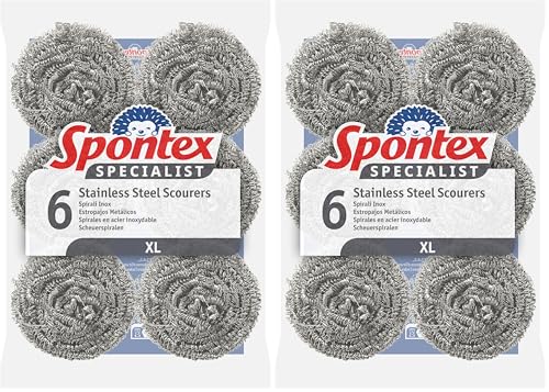 Image of Spontex Specialist Stainless Steel Scourers (Pack of 12)