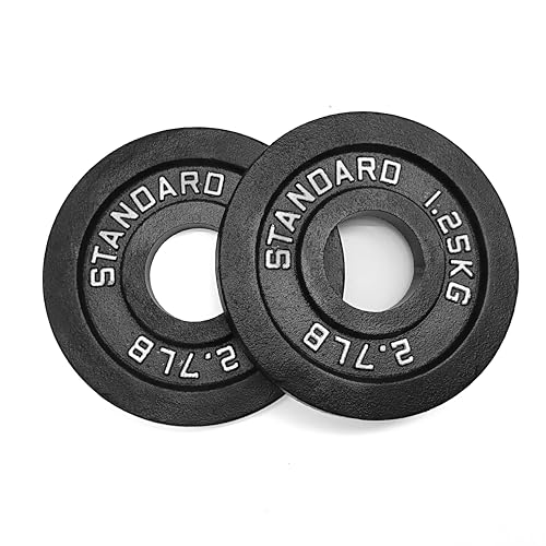 Image of Standard Olympic Weight Plates, with Handles & 51MM Diameter, Cast Iron Coated Professional Weight Plate Pair for Dumbbells & Exercise, Spare Gym Weight Plates for Strength Training, Dumbbell Plates.(1.25kg Set of 2)