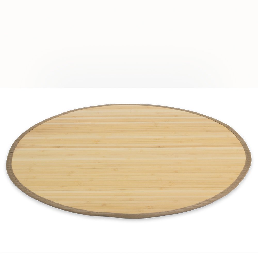 Homestyle4u 370, Tapis de Bambou Rond antidérapant, Tapis de Bambou Salle de Bain, Naturel Clair 120 cm