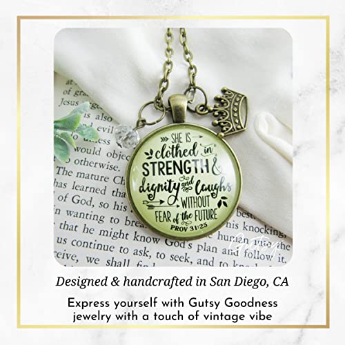 Gutsy Goodness PRNE24005377 Faith Necklace She Is Clothed With Strength Dignity Bible Verse Jewelry For Women 24 Inch Chain thumb #3