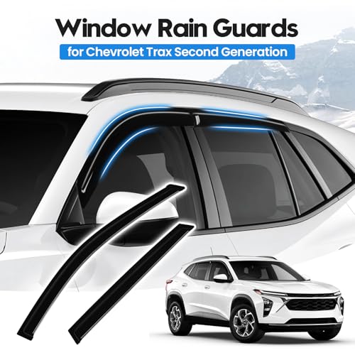 Image of Trax Rain Guards - Window Visors for Chevrolet Chevy Trax 2024 2025 2026, Out-Channel Side Window Rain Guards for Trax Accessories, 4PCS, Black, Car Accessories