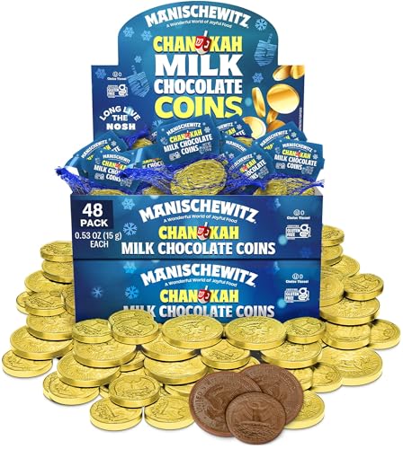 Hanukkah Gelt, Manischewitz Milk Chocolate Gold Coins (48 Bags) | St. Patrick&rsquo;s Day Chocolate...