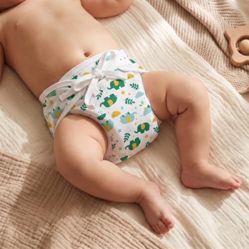 Image of Blushbaby Pack of 8 - Pure Cotton Padded Nappy for Newborn Baby 0-3 Months | Double Layered, Extra Soft & Breathable Cotton Langot | Reusable & Washable Cotton Nappy for Baby Boy & Girl | Newborn Baby Essentials